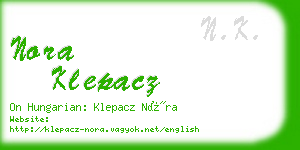 nora klepacz business card